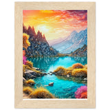 Mountain Serenity - Tranquil Landscape Art - 13x18 cm 5x7″ Wood frame - Wooden Framed Poster