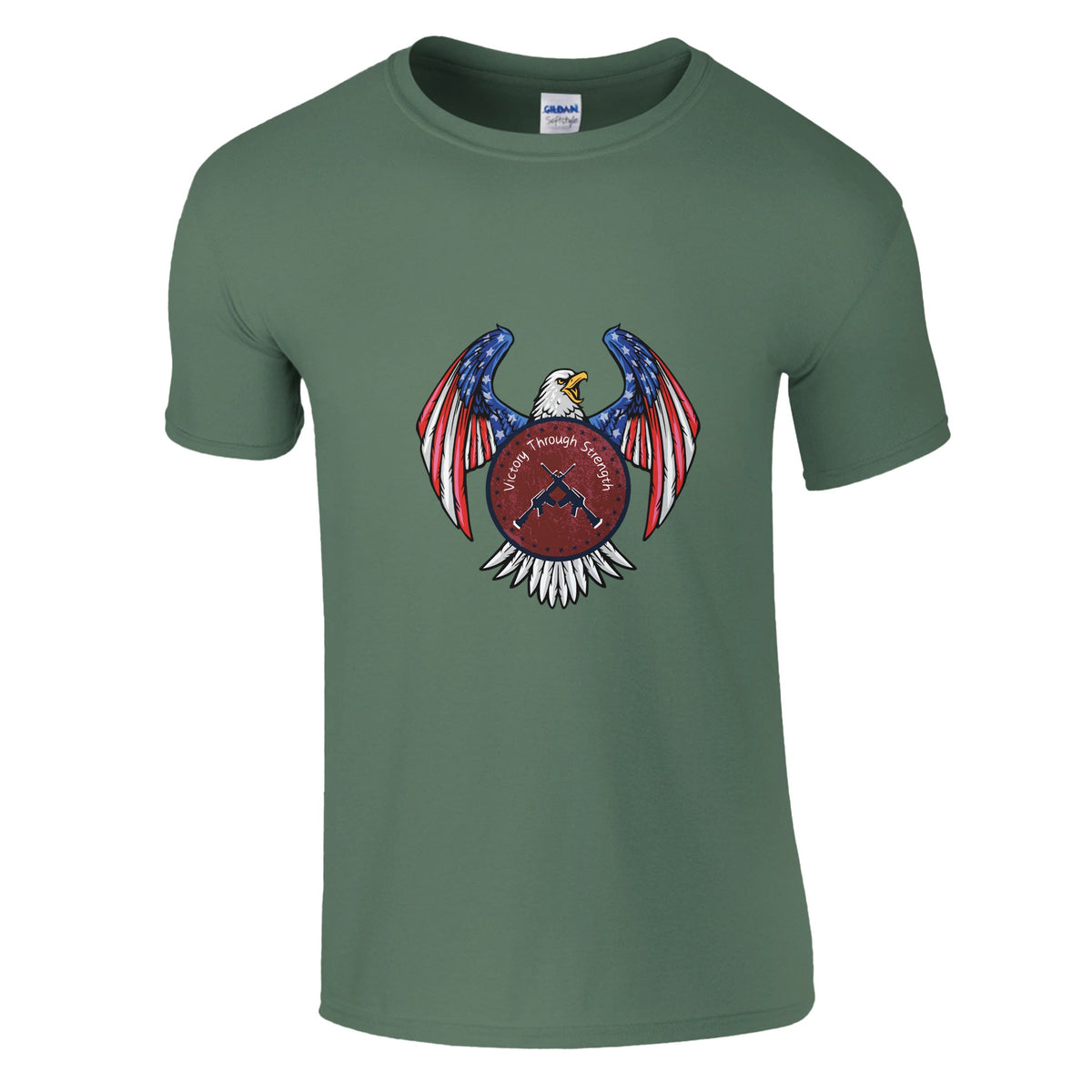 Patriotic Eagle - Strength and Victory - Military Green - T-Shirts