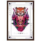 Artistry Unleashed - Warrior, Sacred Bull, and Tiger Spirit - 30x45 cm 12x18″ Dark wood frame Tiger Spirit - Wooden Framed Posters