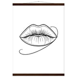 Lips of Expression - Minimalist Art on Premium Poster - 50x70 cm 20x28″ Dark wood wall hanger - Posters With Hanger