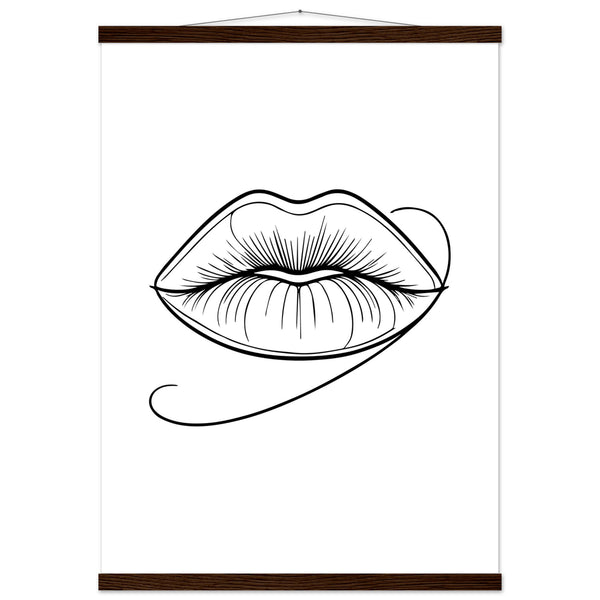 Lips of Expression - Minimalist Art on Premium Poster - 50x70 cm 20x28″ Dark wood wall hanger - Posters With Hanger