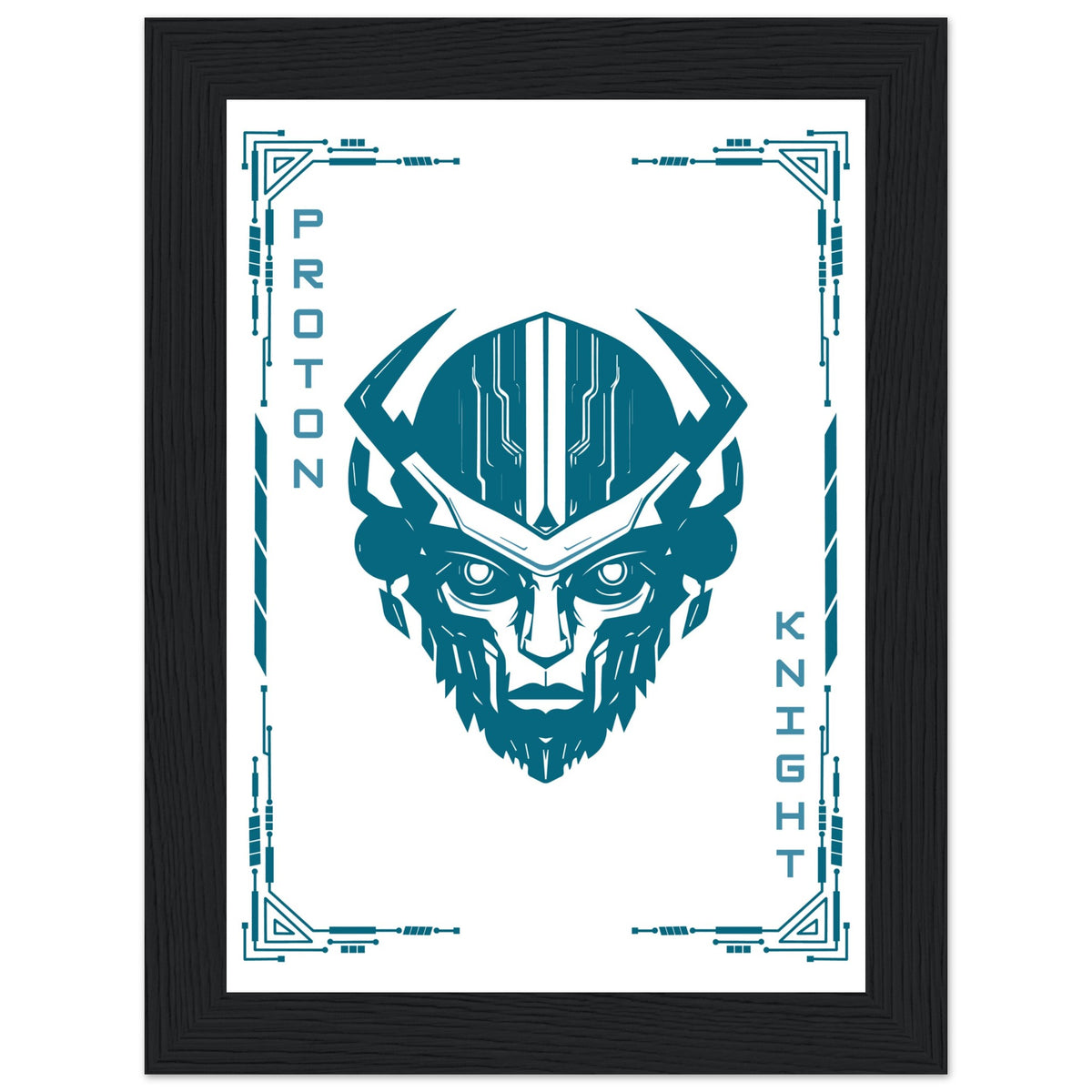 Transform Your Space - "Proton, Neural, Quantum Knights" Poster Set - 13x18 cm 5x7″ Black frame Proton Knight - Wooden Framed Posters