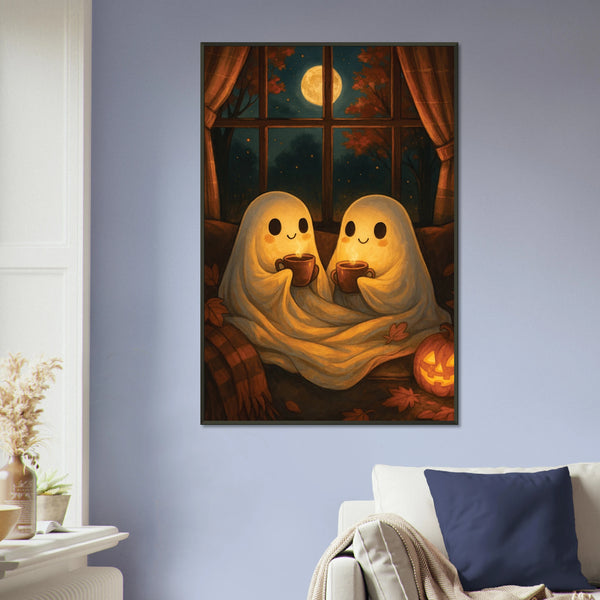 Gift Cozy Halloween – Cozy Ghosts Metal Framed Poster - - Metal Framed Posters