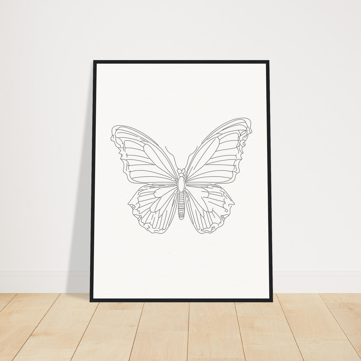 Butterfly Grace - Framed Minimalist Art - 60x80 cm 24x32″ Black frame - Wooden Framed Posters