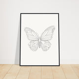 Butterfly Grace - Framed Minimalist Art - 60x80 cm 24x32″ Black frame - Wooden Framed Posters