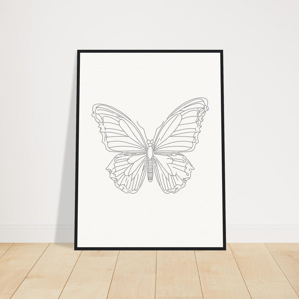 Butterfly Grace - Framed Minimalist Art - 60x80 cm 24x32″ Black frame - Wooden Framed Posters