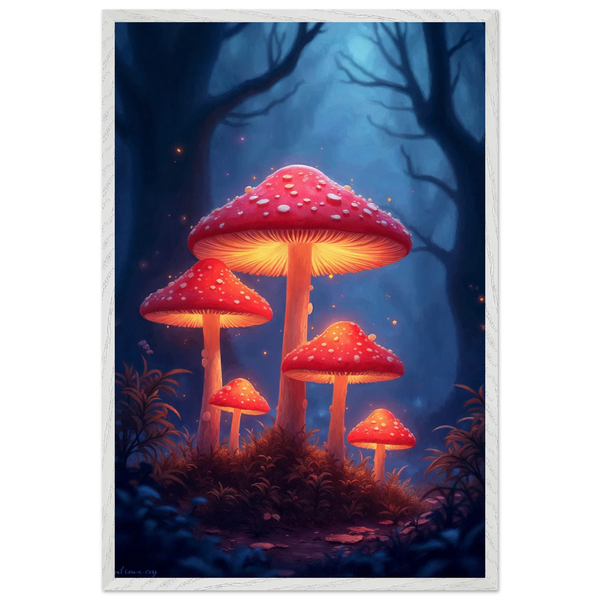 Magical Mushroom Forest – Wooden Framed Poster - - Wooden Framed Posters