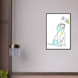 Whimsical Paws - Puppy Line Art with Soft Pastels - - Metal Framed Posters