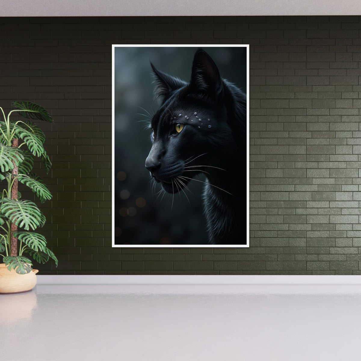 Ethereal Black Cat Elegance - 16x24 - Framed Posters