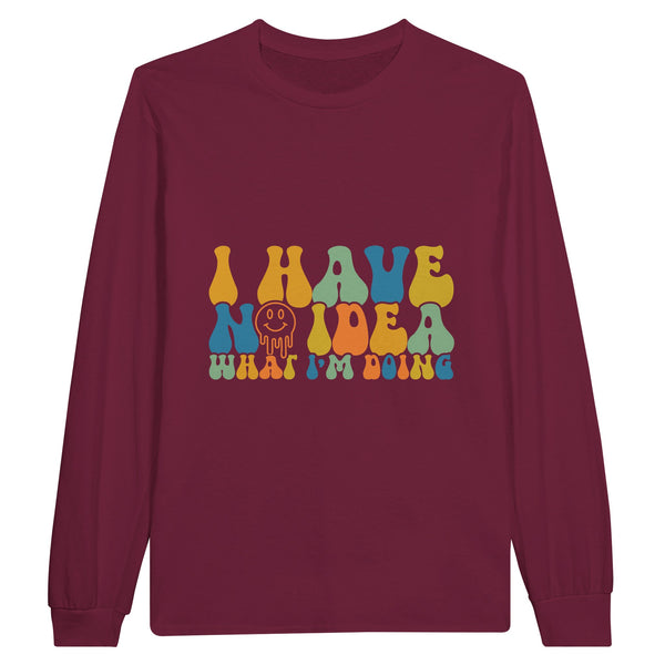 Confidently Lost - Wear Your Uncertainty with Style - Maroon - Long Sleeve T-shirts