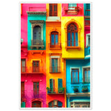 Vibrant Dreams - Colorful Cityscape Art - 60x90 cm 24x36″ White frame - Wooden Framed Poster