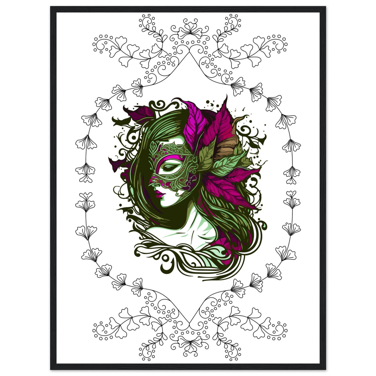 Masked Enchantment - Deluxe Framed Poster - 60x80 cm 24x32″ Black frame - Framed Posters