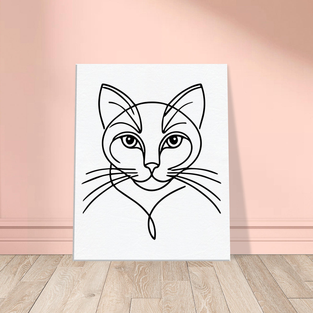 Silent Purr - Sleek Cat Line Drawing on Canvas - - Canvas Prints