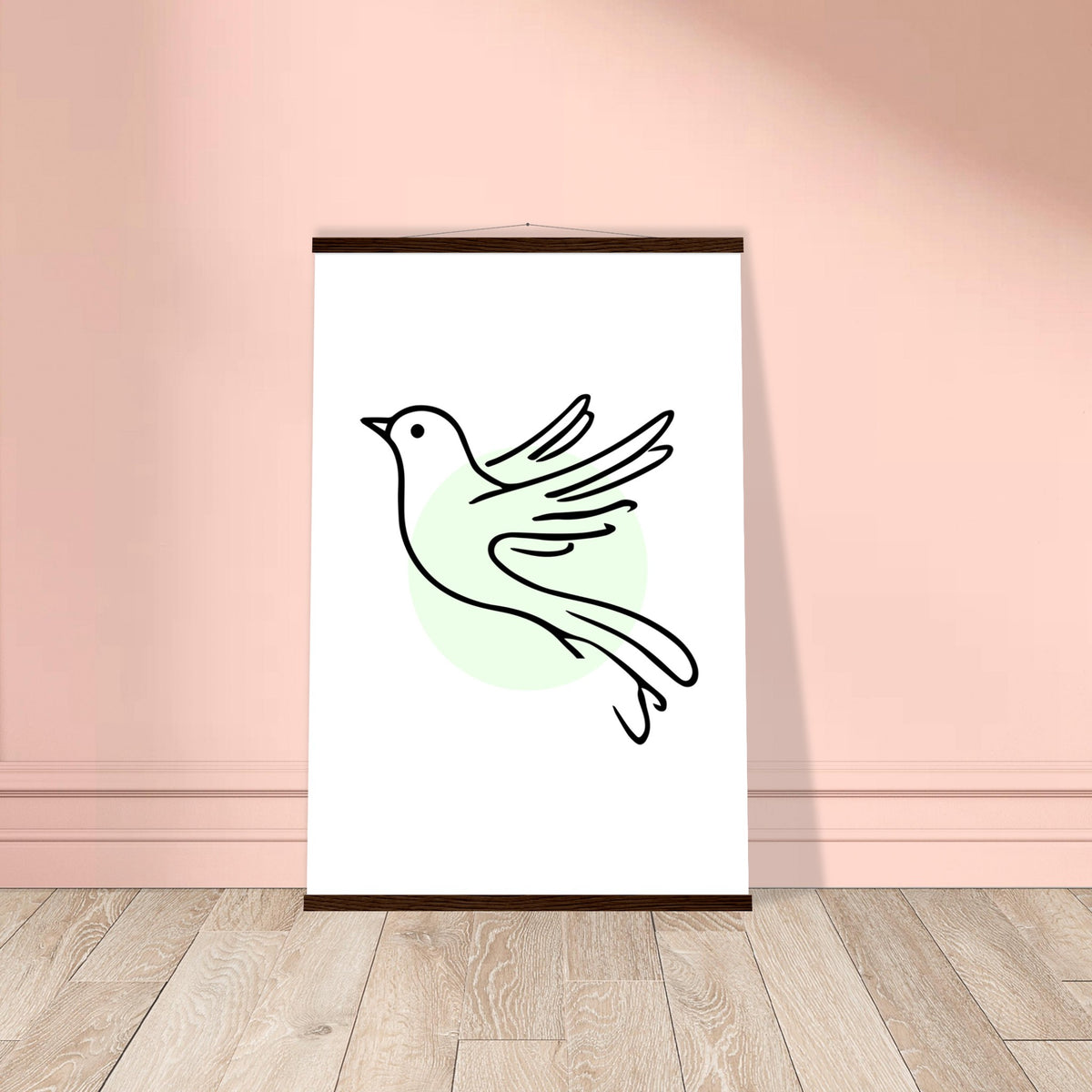 Serene Wings - Bird Art Poster with Magnetic Wooden Hanger - 60x90 cm 24x36″ Dark wood wall hanger - Posters With Hanger