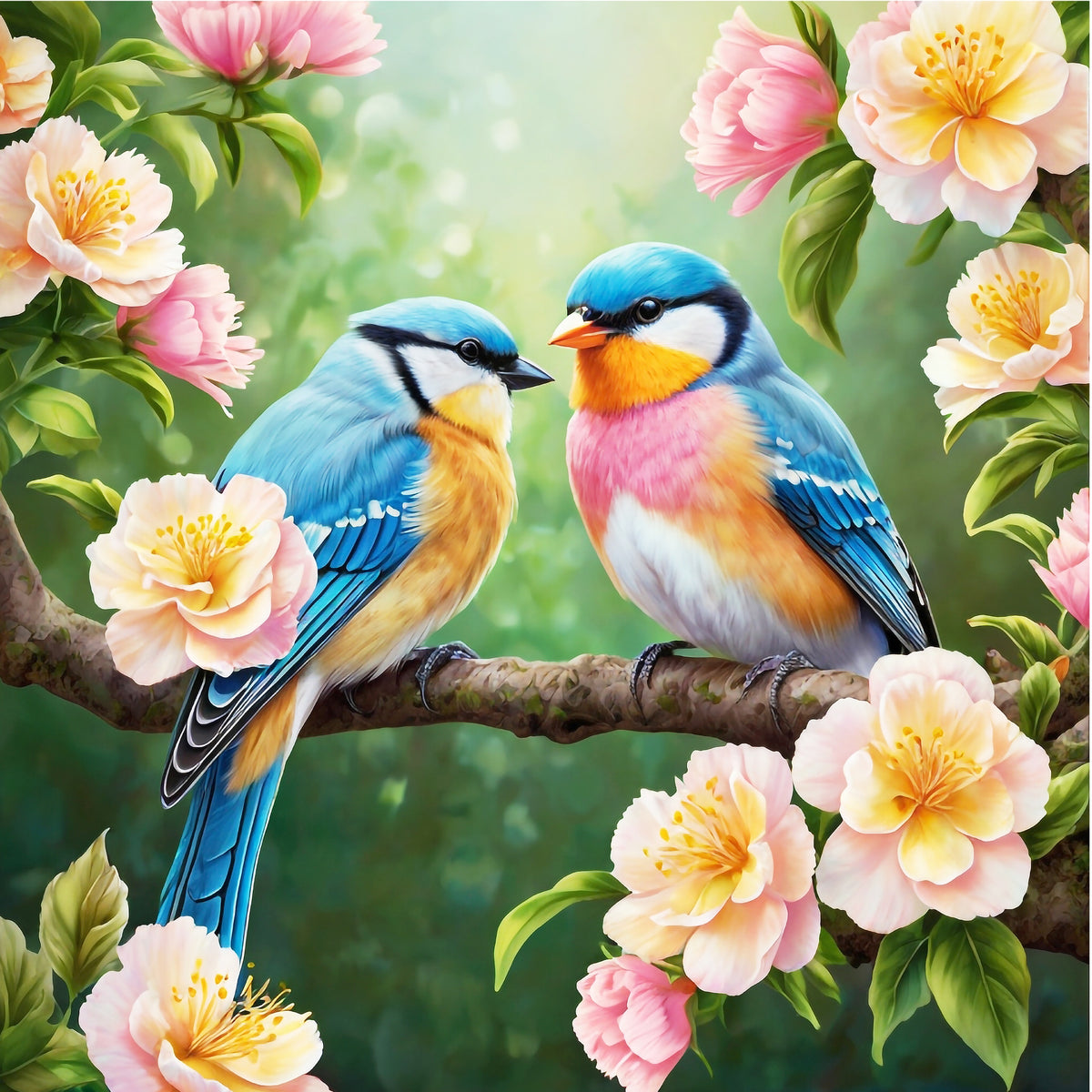 Charming Pair - Blossom and Birds - - Framed Posters