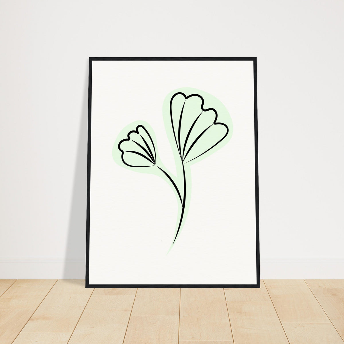 Elegant Floral Essence - Wooden Framed Art - 60x80 cm 24x32″ Black frame - Wooden Framed Posters