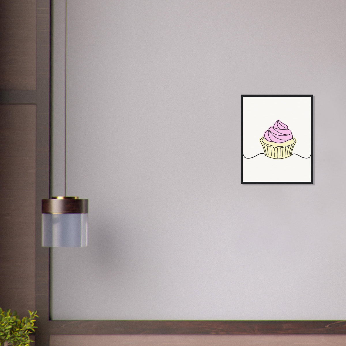 Cupcake Delight - Minimalist Pink Frosting Art - - Wooden Framed Posters