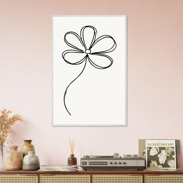 Simplicity in Bloom - Vintage-Inspired Floral Art - 60x90 cm 24x36″ White frame - Wooden Framed Posters