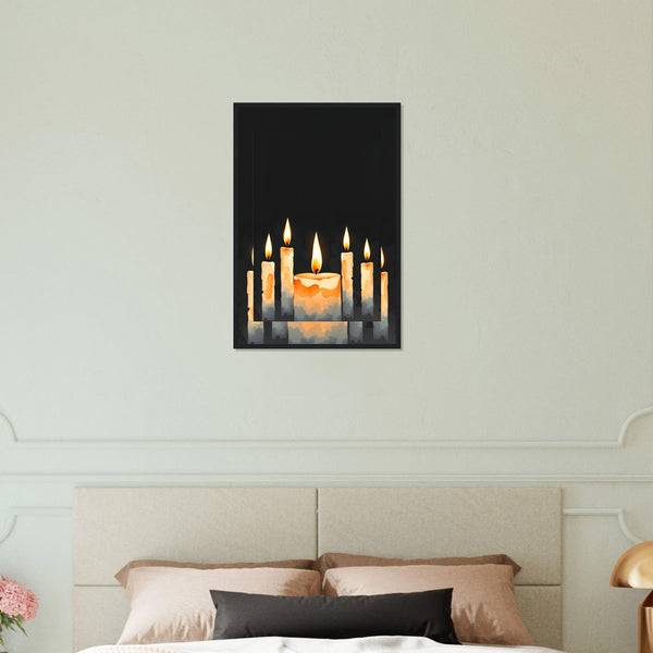 Candlelight Dreams - Serene Candle Framed Print - Black frame 40x60 cm 16x24″ - Wooden Framed Posters