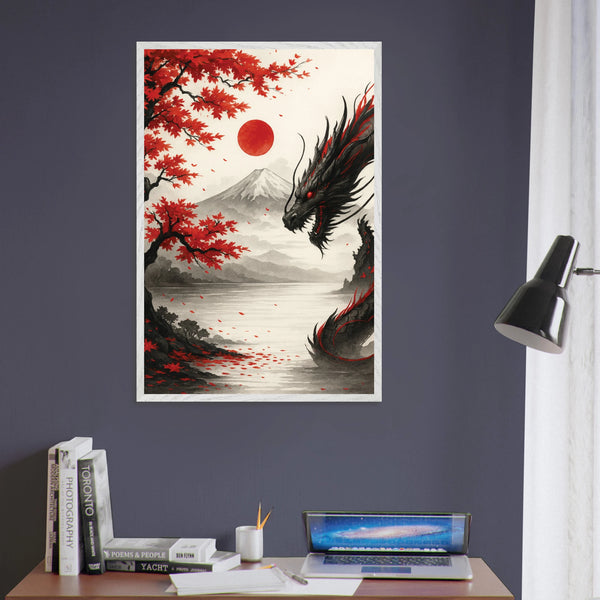 Japanese Dragon Wooden Framed Poster – Gift of Power - - Wooden Framed Posters