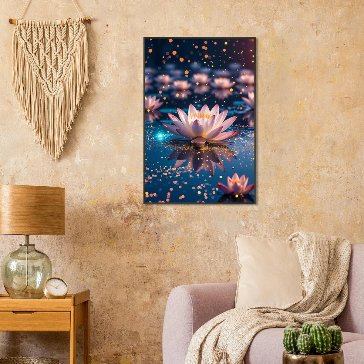 Whispers of Dawn - Lotus & Light Framed Memory Art - 60x90 cm 24x36″ - Metal Framed Posters