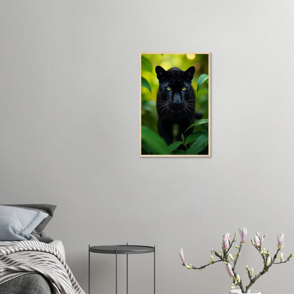 Emerald Gaze - Black Panther Framed Poster - 40x60 cm 16x24″ Wood frame - Wooden Framed Posters
