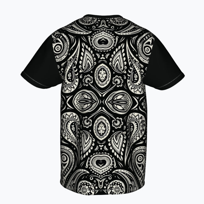 Elegance in Black & White - The Paisley Statement Tee - - T-shirts