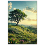 Lone Tree Vista - Serene Landscape Framed Poster - - Metal Framed Posters