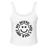 Friendship Chronicles - 'My Bestie and I Talk Shit' Cotton Comfort - solid wht blend - Tank Tops