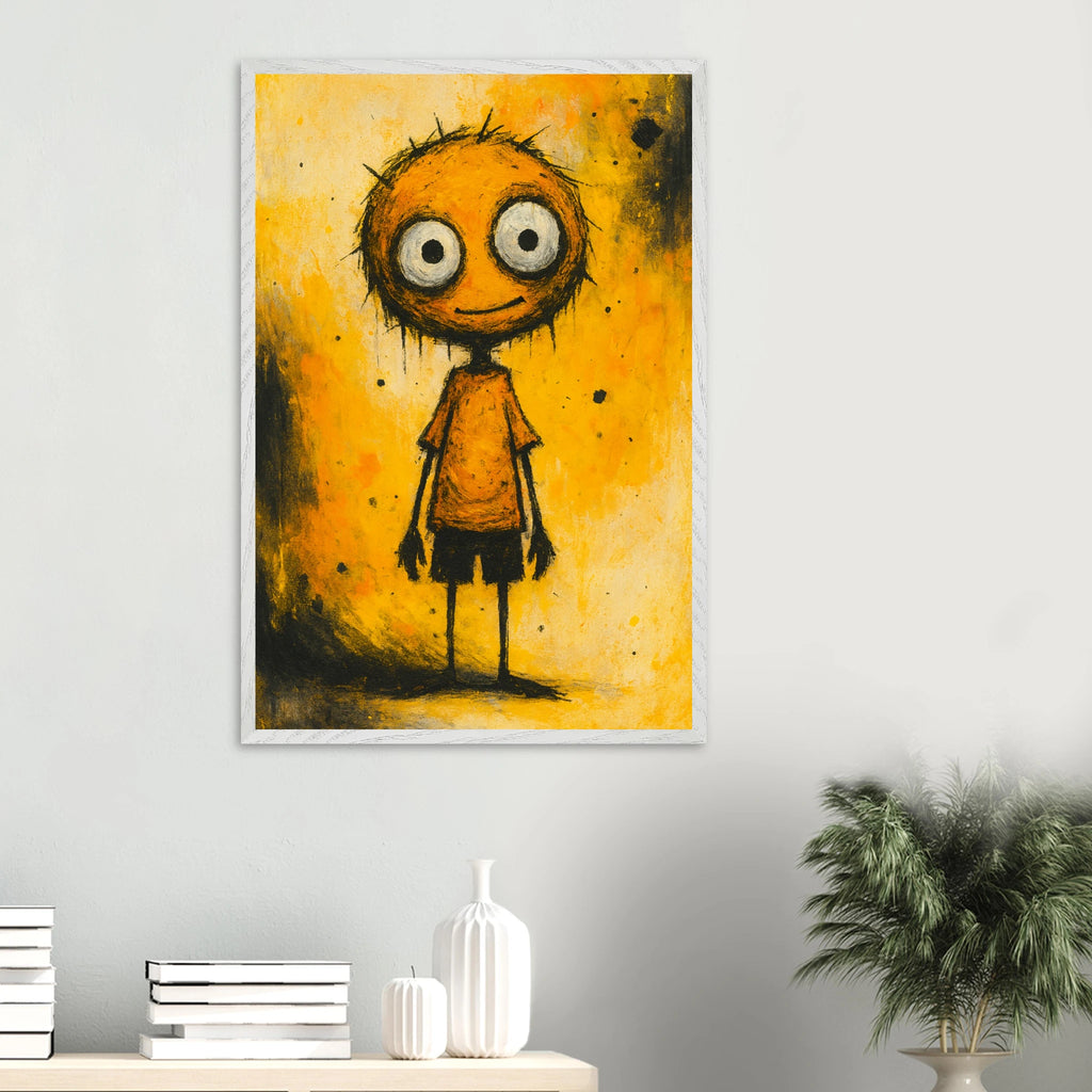 Cartoon Smile Wooden Framed Poster for Joyful Gifting - White frame - Wooden Framed Posters