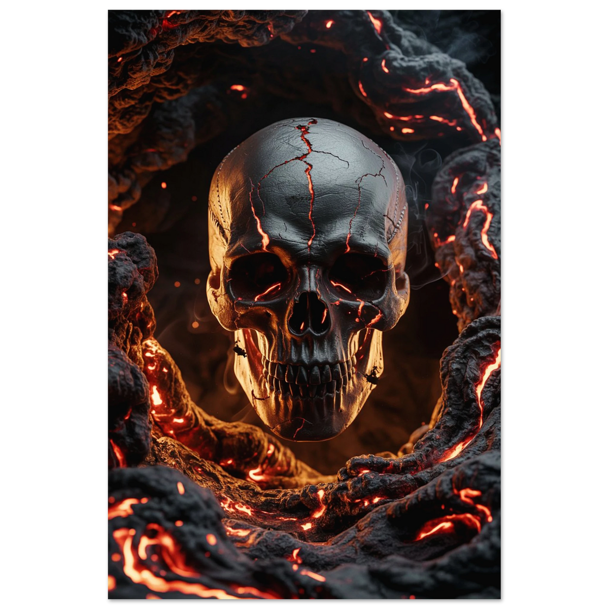 Lava Skull Aluminum Art – A Fiery Gift of Power - Default Title - Metal Framed Posters