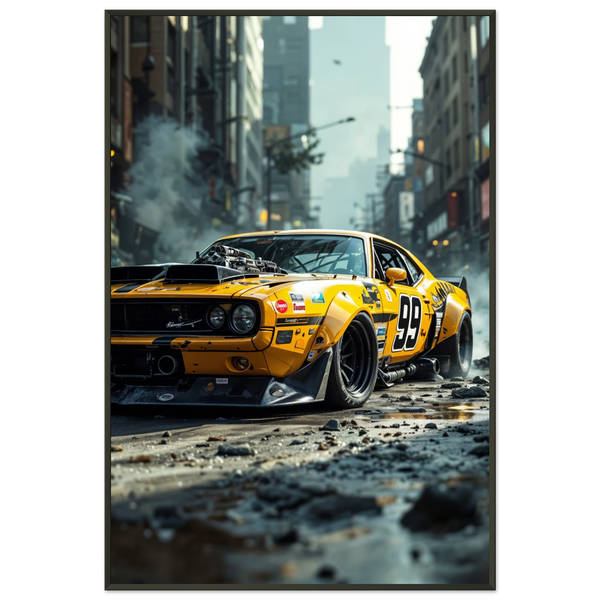 Urban Racer Car Poster Gift for Him - - Metal Framed Posters