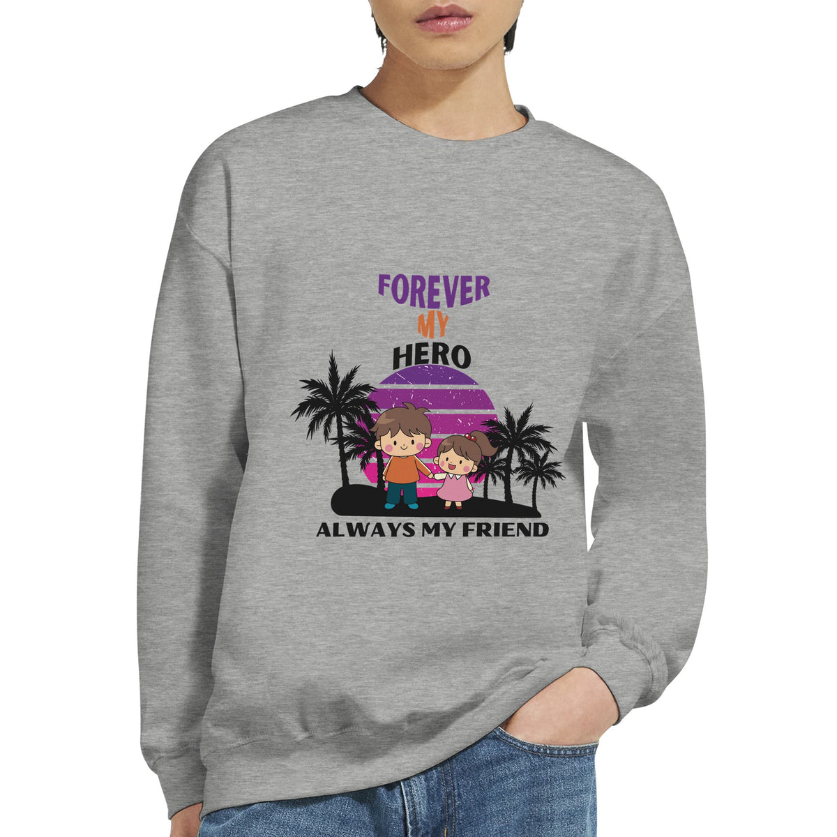 Palm Trees & Memories - Forever My Bro Sweatshirt - Ash - Sweatshirts