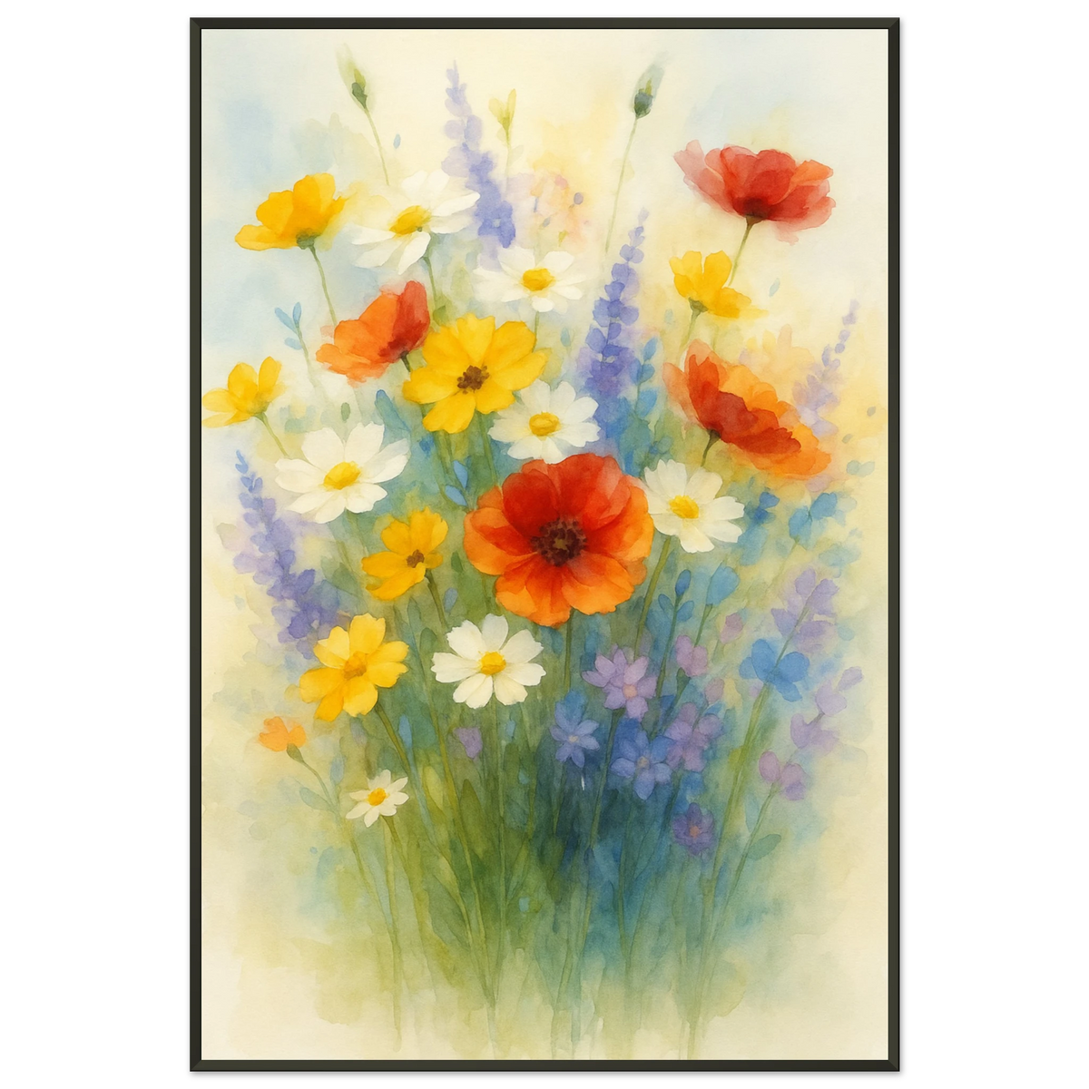 Blooming Memories – Watercolor Floral Metal Poster - - Metal Framed Posters