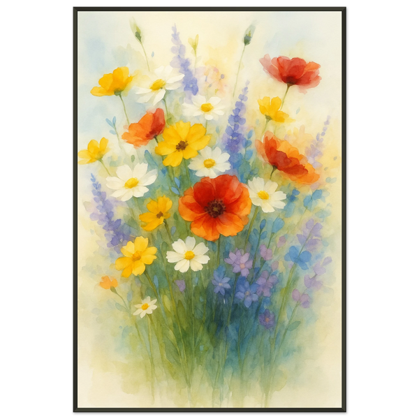 Blooming Memories – Watercolor Floral Metal Poster - - Metal Framed Posters