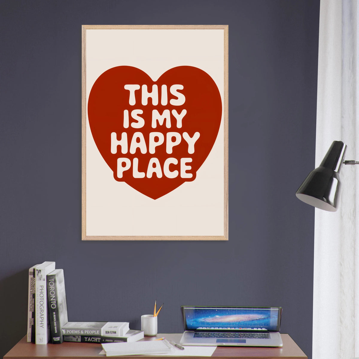 This Is My Happy Place – Framed Poster for Loved Ones - Wood frame - Wooden Framed Posters