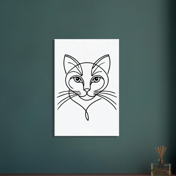 Silent Purr - Sleek Cat Line Drawing on Canvas - 60x90 cm 24x36″ - Canvas Prints