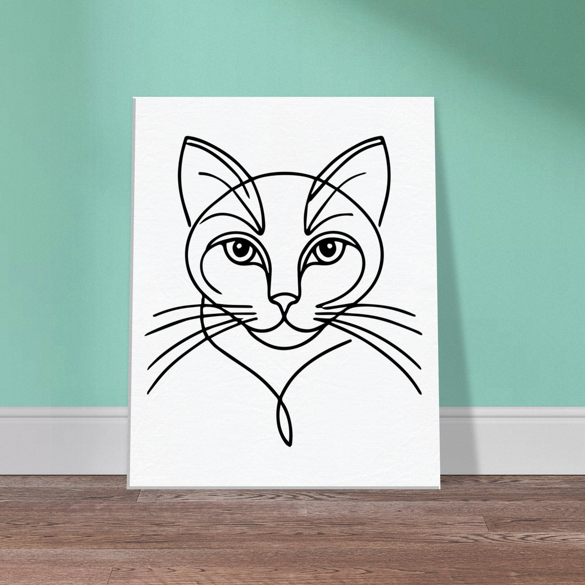 Silent Purr - Sleek Cat Line Drawing on Canvas - - Canvas Prints