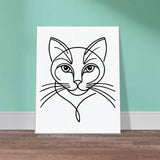 Silent Purr - Sleek Cat Line Drawing on Canvas - - Canvas Prints