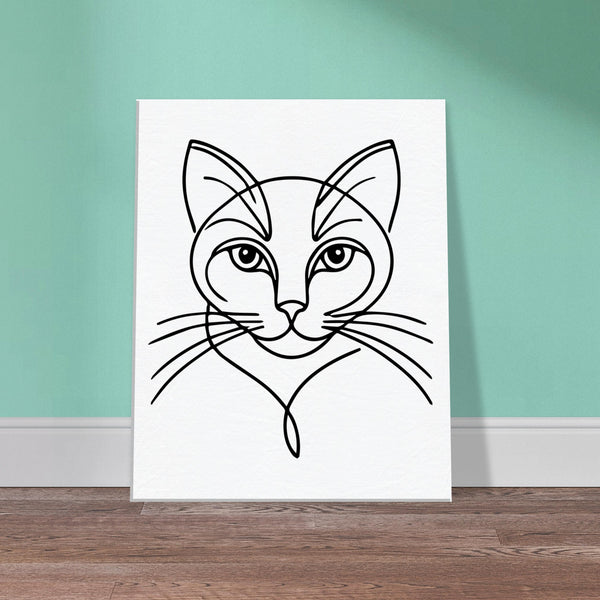 Silent Purr - Sleek Cat Line Drawing on Canvas - - Canvas Prints