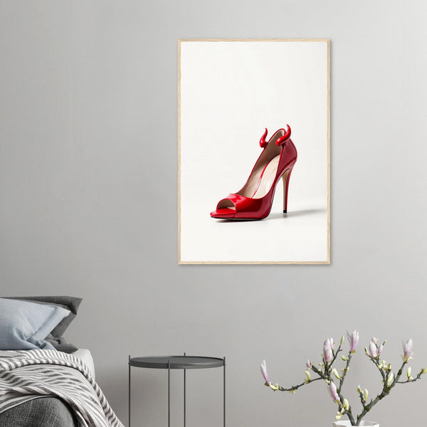 Devil in Red - Iconic Heel Framed Art - 60x90 cm 24x36″ Wood frame - Wooden Framed Posters