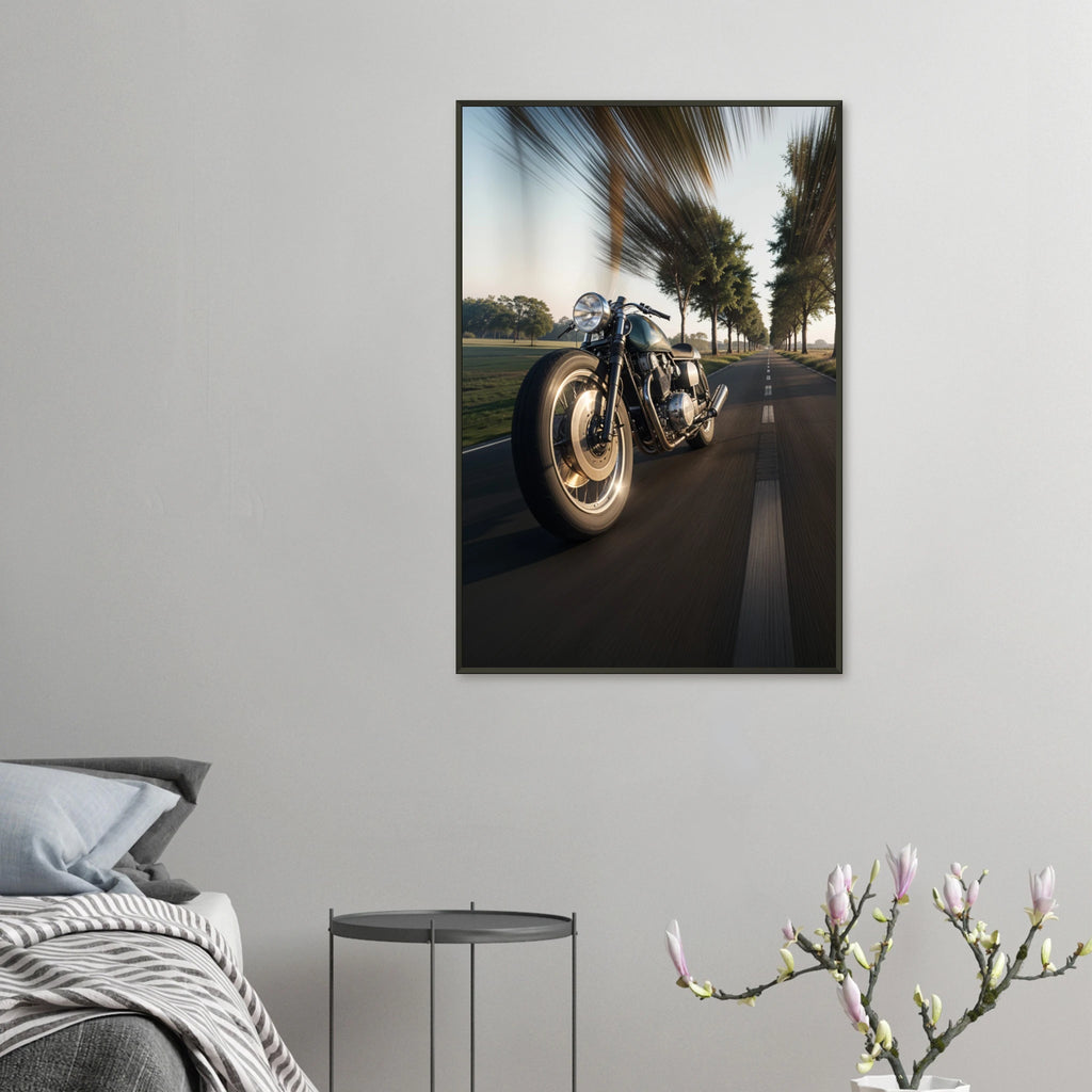 Classic Ride Framed Print - Vintage Motorcycle Art - 60x90 cm 24x36″ - Metal Framed Posters