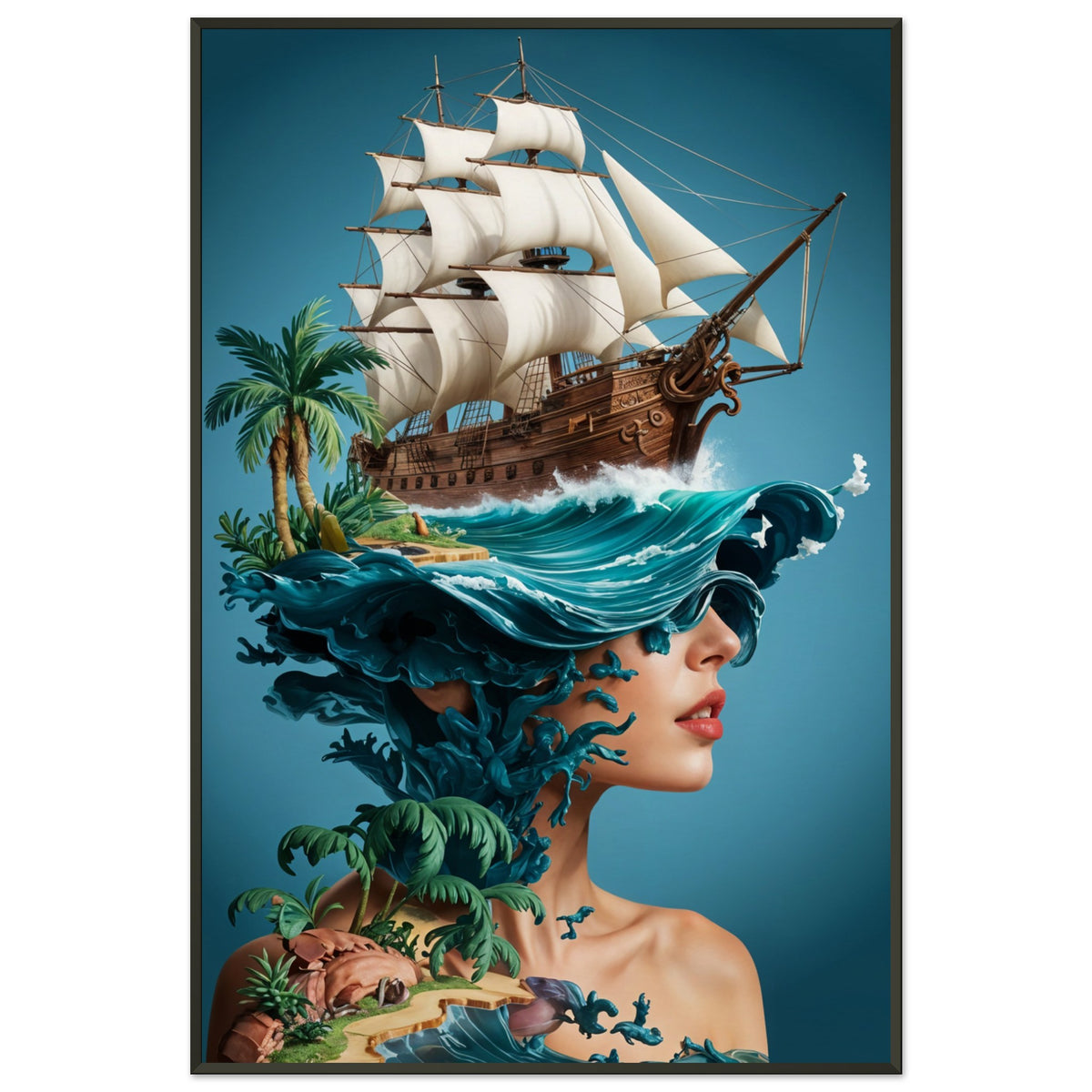 Wave of Imagination - Nautical Fantasy Art - - Framed Poster