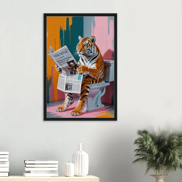Gift Humor – Pop Art Tiger Framed Canvas - Black frame - Canvas