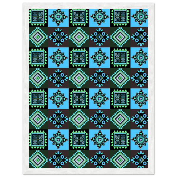 Symmetry in Blue - Luxurious Framed Print - 30x40 cm 12x16″ White frame - Wooden Framed Posters