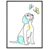 Whimsical Paws - Puppy Line Art with Soft Pastels - 60x80 cm 24x32″ - Metal Framed Posters