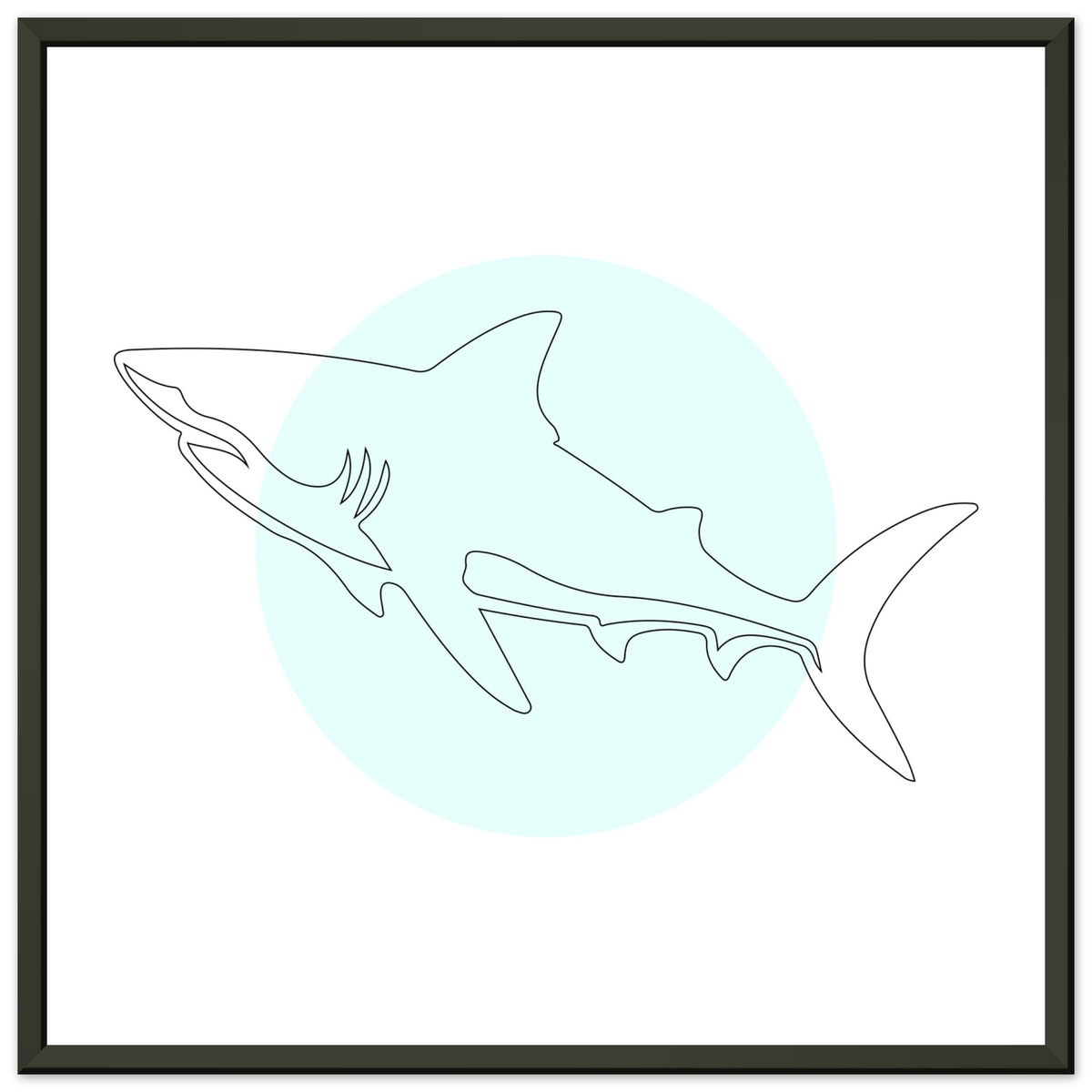 Majestic Shark - Minimalist Line Art - 50x50 cm 20x20″ - Metal Framed Posters