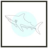 Majestic Shark - Minimalist Line Art - 50x50 cm 20x20″ - Metal Framed Posters