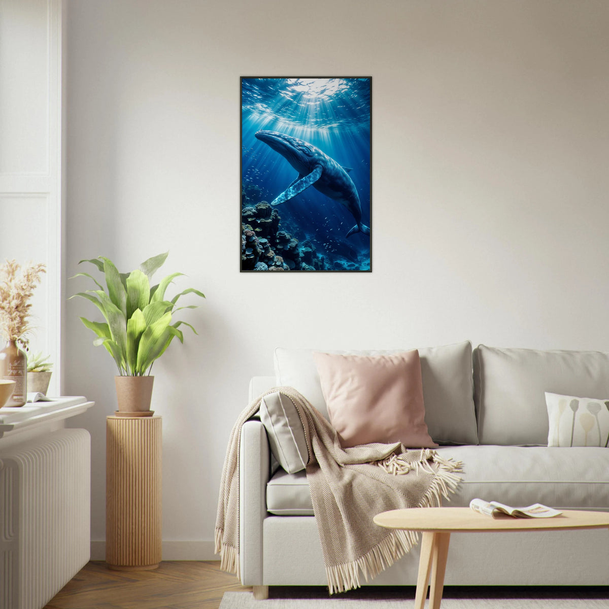 Ocean's Majesty - Blue Whale Framed Art - - Metal Framed Posters
