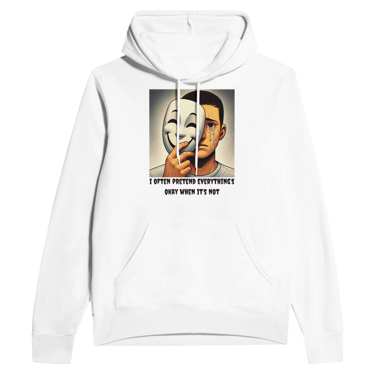 Masked Emotions Pullover - Reveal the Unseen - White - Hoodies